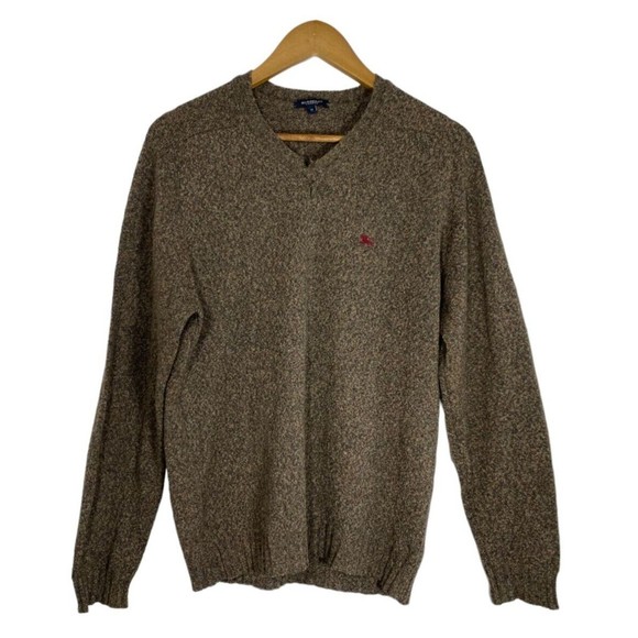 Burberry London Men's Size Medium Pure New Wool Long Sleeve V-Neck Sweater